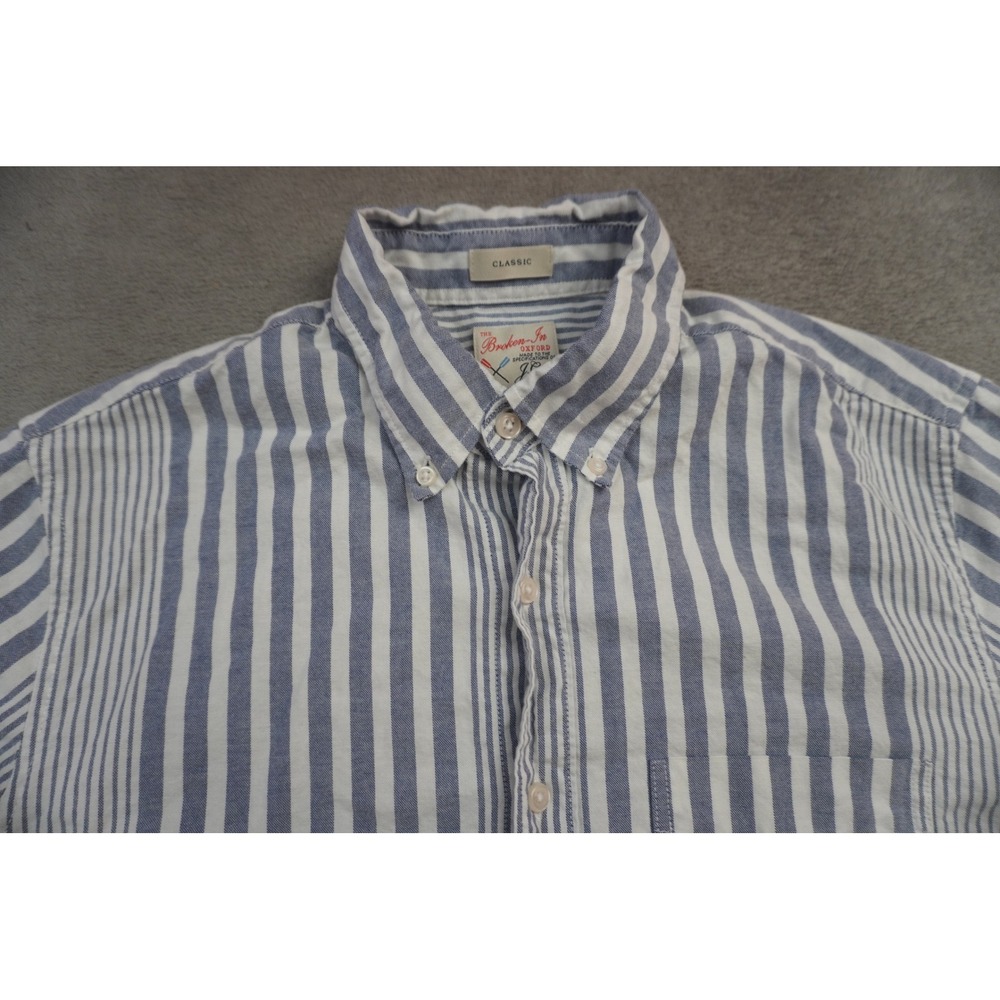 J.Crew Broken-In Oxford Shirt Men's S Classic Fit Blue White Stripe Button Down